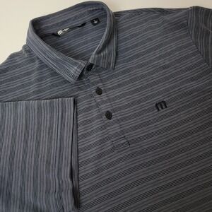 Travis Mathew Mens Golf Polo Shirt Large Striped‎ Stretch Short Sleeve